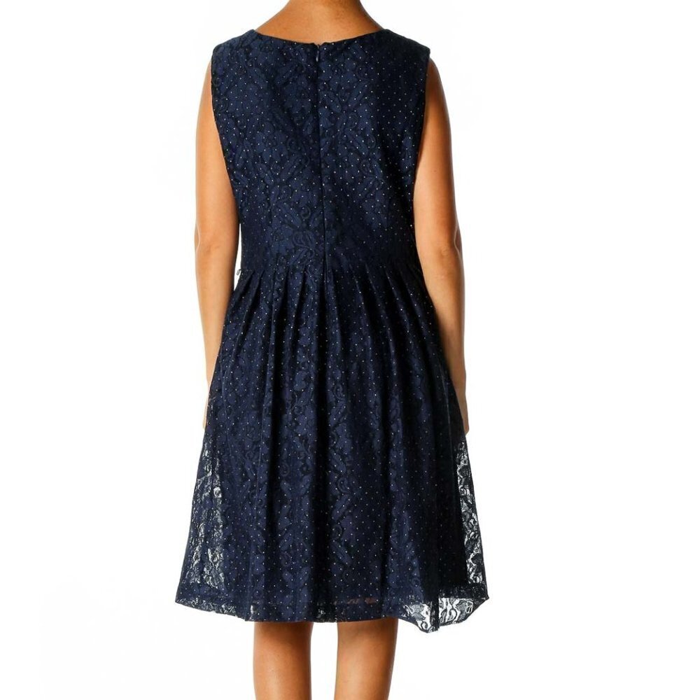 Ellen Tracy Blue Lace Casual Fit & Flare Dress - Picture 3 of 3